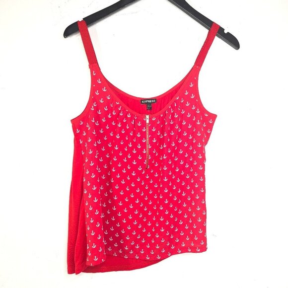 Express Red White Nautical Ship Anchor Cami Top - Picture 1 of 6